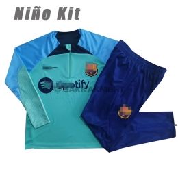 バルセロナ トレーニング スウェットシャツ 22/23 子供キットグリーン+ブルー